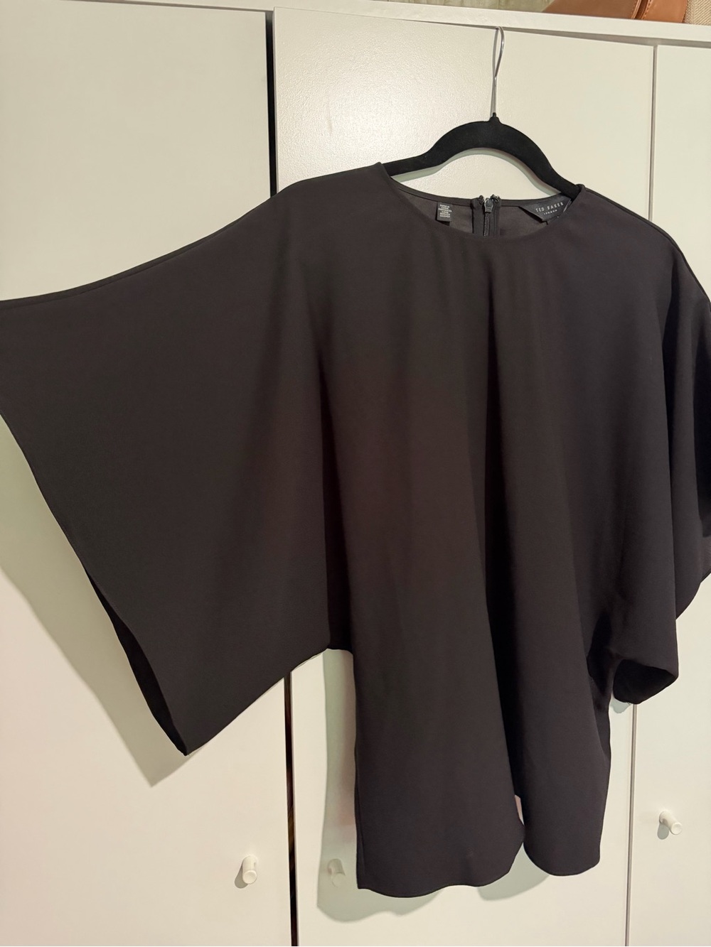 Black Oversized Batwing Top